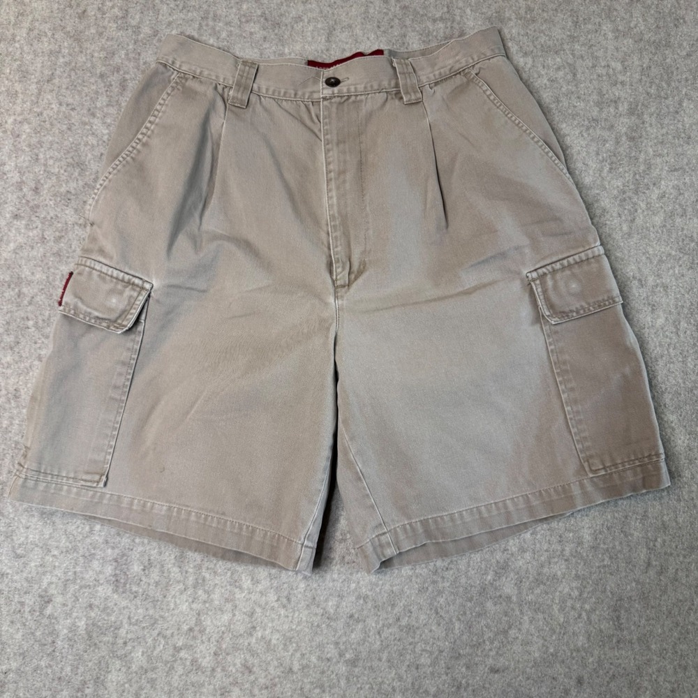 Vintage Abercrombie & Fitch Pleated Cargo Shorts Mens 28 Khaki Red Label Y2K 9"